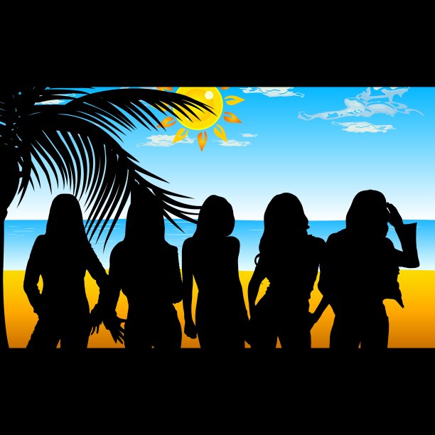 海滩上的5号女孩图片下载