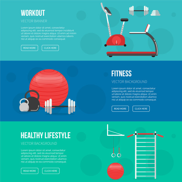 健身训练和健身俱乐部横幅设置图片下载
