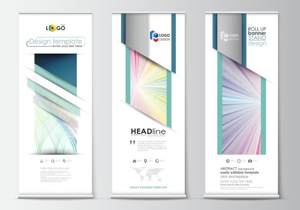 卷起条幅的几何样式模板图片下载