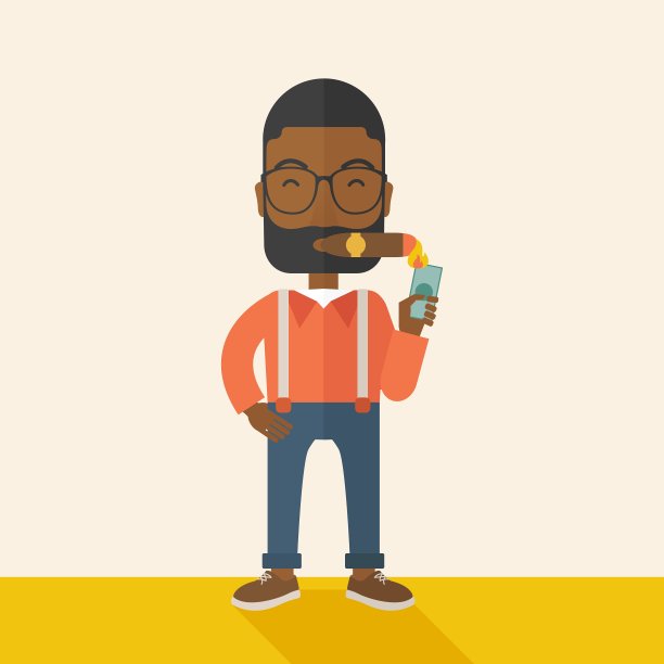 非裔美国商人点燃雪茄图片下载