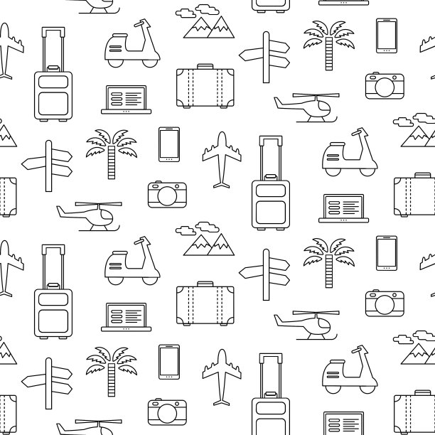 无缝模式与旅行图标设置图片下载