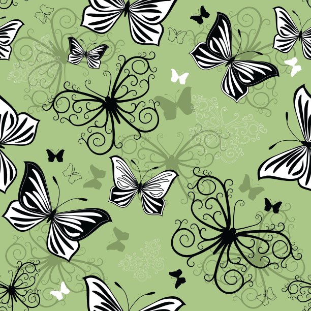 无缝绿、黑、白图案图片下载