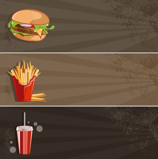 印有汉堡薯条和可乐的快餐横幅图片下载