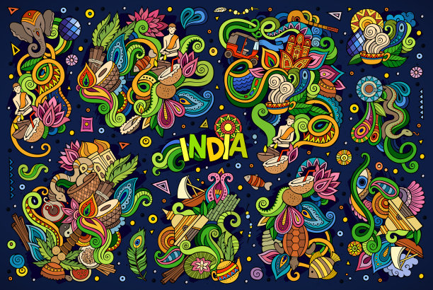 一套卡通的印度设计图片下载