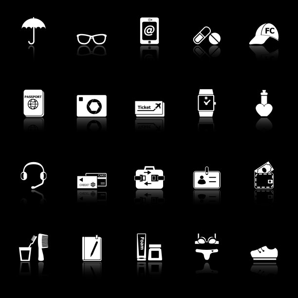 旅行行李准备图标与反思图片下载