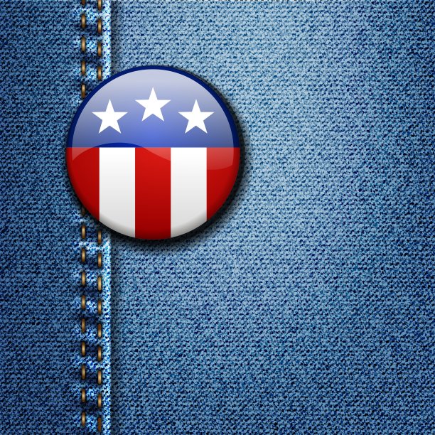 牛仔裤上的美国国旗徽章图片下载