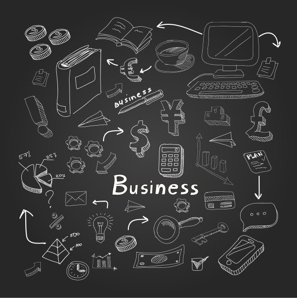 黑板上的涂鸦商务图合集图片下载