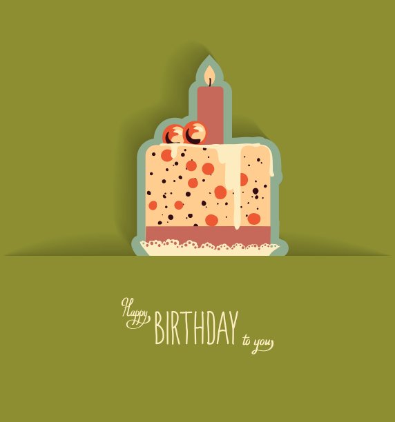 可爱的生日贺卡和纸杯蛋糕图片下载