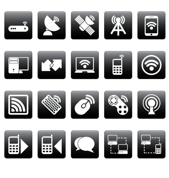 黑色方块上的白色无线图标图片下载