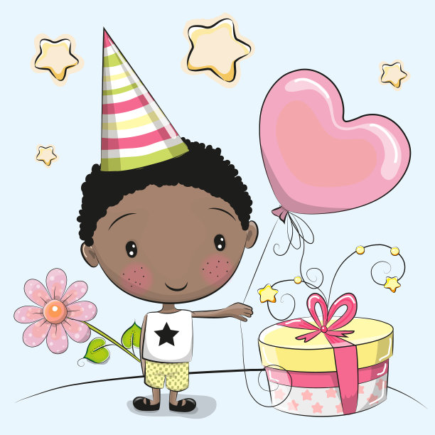 贺卡可爱的男孩与礼物图片下载