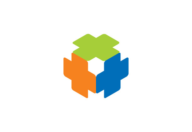 拼图加交叉着色logo图片下载