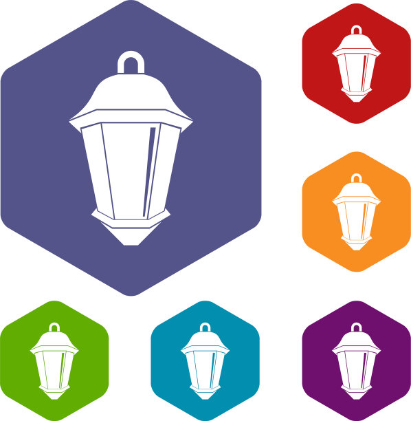 街灯图标设置为六边形图片下载