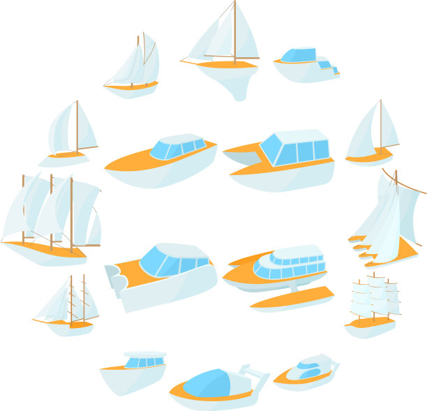 游艇图标设置卡通风格图片下载