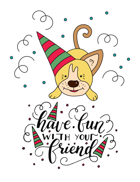 狗卡与手绘字母信息图片下载