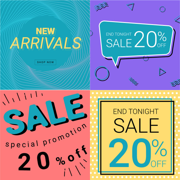 促销和新货横幅彩色粉笔图片下载