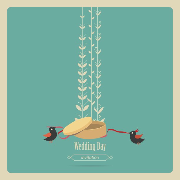 蓝色的婚礼邀请图片下载