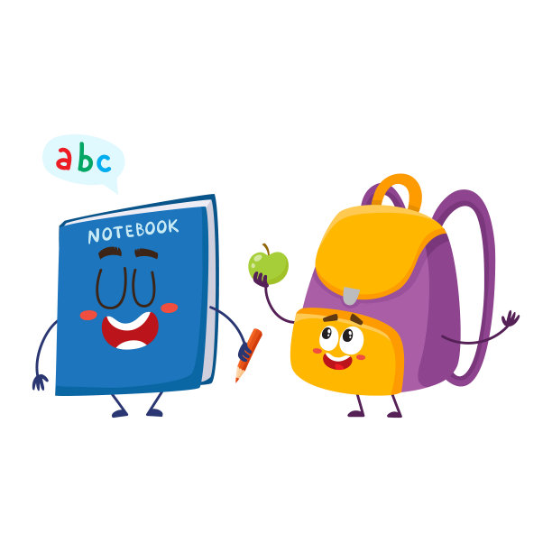 有趣的微笑背包和笔记本人物图片下载