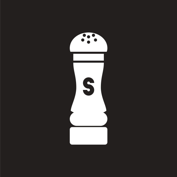 白色图标上的黑色背景盐瓶图片下载