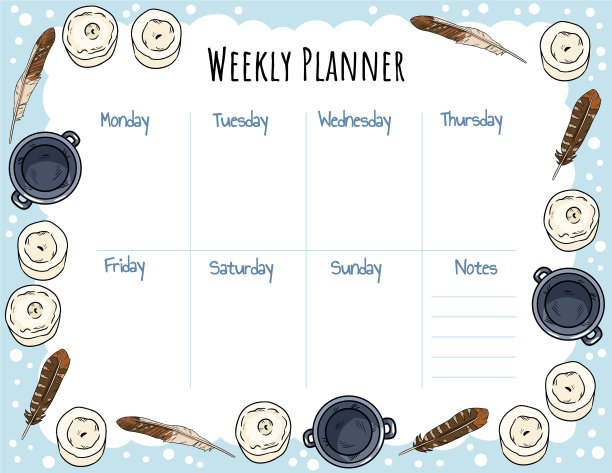 蜡烛、羽毛和坩埚装饰在漫画中图片下载