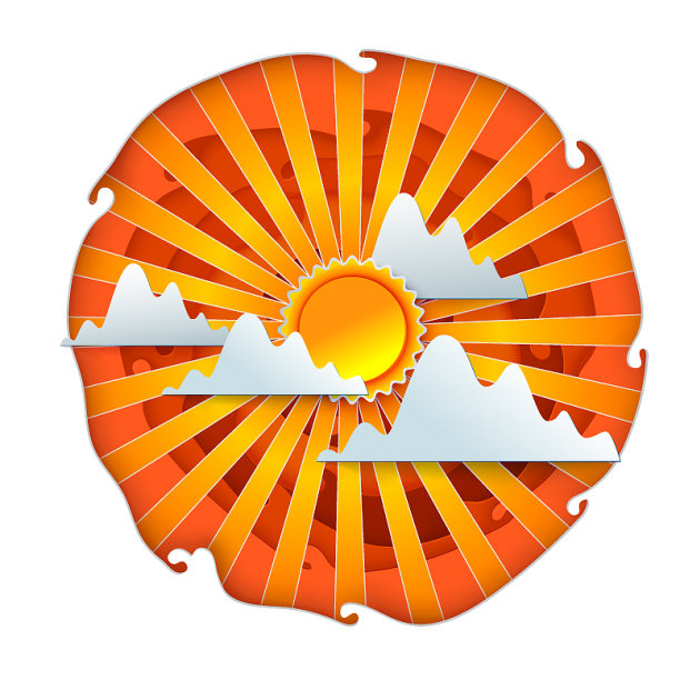 阳光和云彩剪纸图片下载