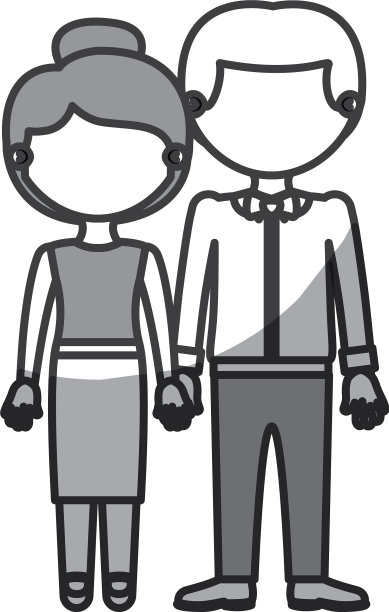 剪影单色遮阳无面夫妇图片下载