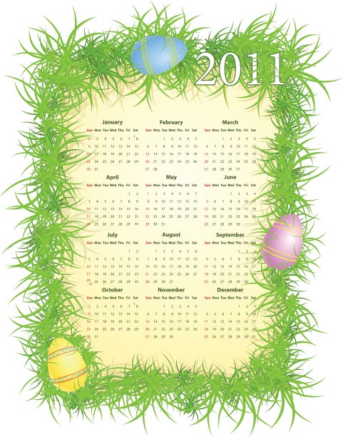 2011年复活节日历图片下载