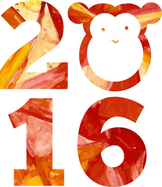2016年和水彩画效果的火猴图片下载