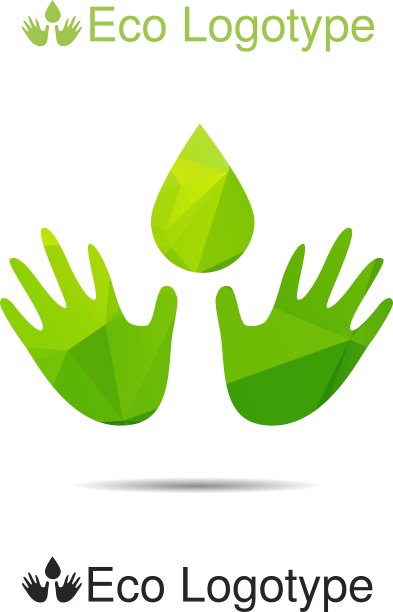 生态标志由手与滴图片下载