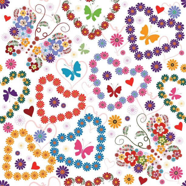 白色无缝花型情人节图案图片下载