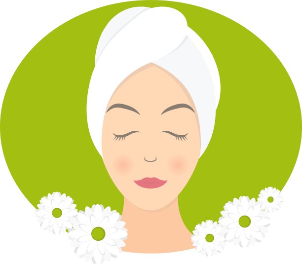 平面设计的一个女人与浴巾在温泉图片下载