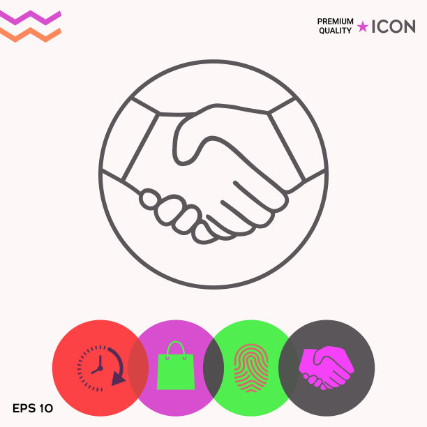 象征握手的圆圈线图标图片下载