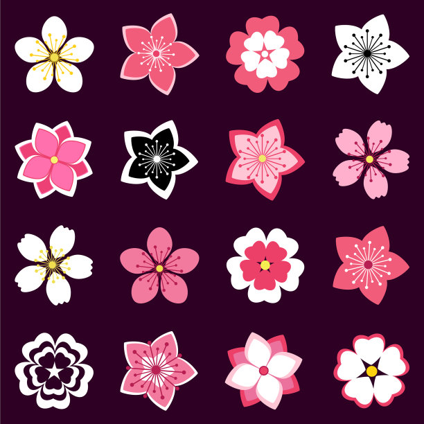 一组樱花图标图片下载