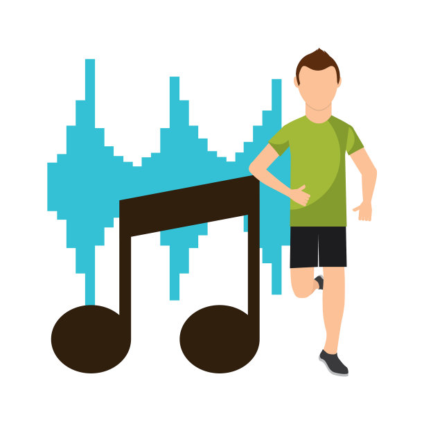 运动员跑在前面音符音乐均衡器图片下载