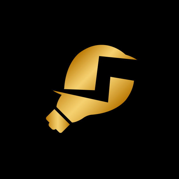 奢华金色灯泡闪电logo设计图片下载