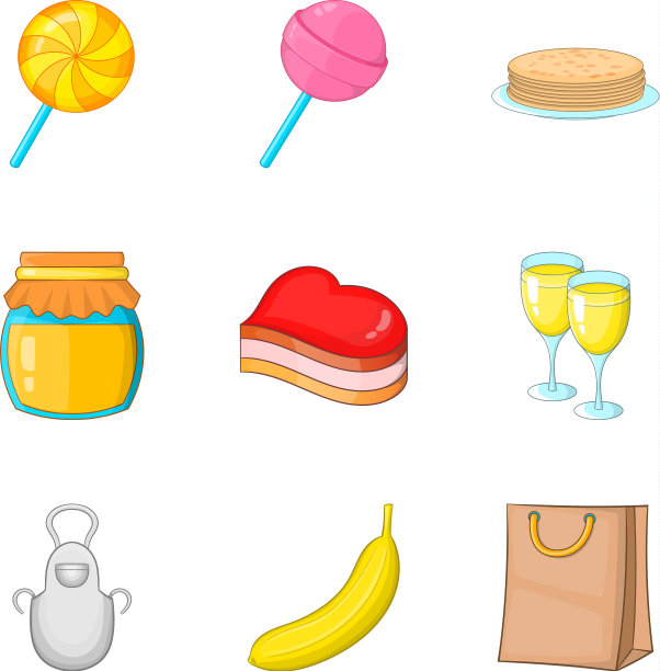 浪漫早餐图标设置卡通风格图片下载