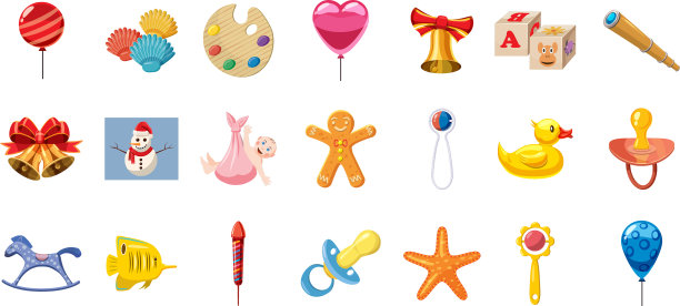 儿童玩具图标设置卡通风格图片下载