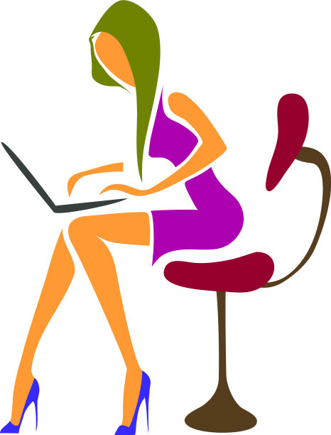 女商人在办公室的笔记本里工作图片下载