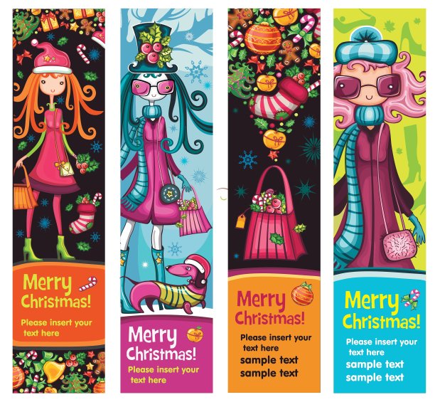 时尚圣诞女孩横幅图片下载