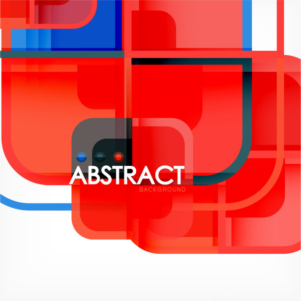 彩色的圆形正方形现代几何背景图片下载