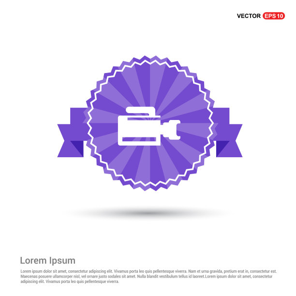 照片相机图标-紫色丝带横幅图片下载