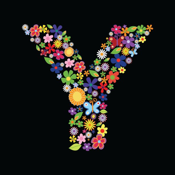 黑色背景下的花朵图案图片下载