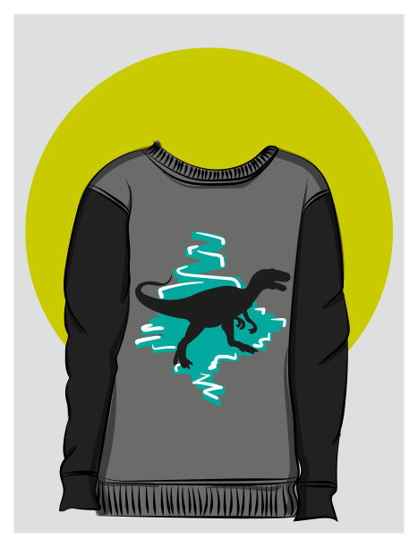 灰色运动衫与恐龙印花eps 8图片下载