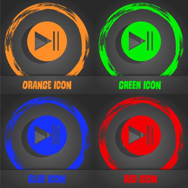 播放按钮图标时尚现代风格在图片下载