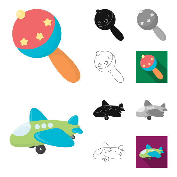 儿童玩具cartoonblackflatmonochromeoutline图片下载