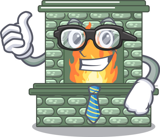 商人卡通房子里的壁炉图片下载