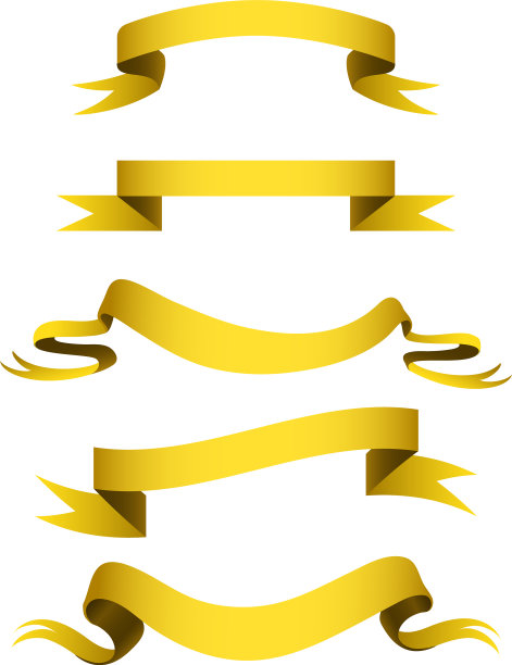 逼真的金色彩带带旗，旗帜优雅图片下载