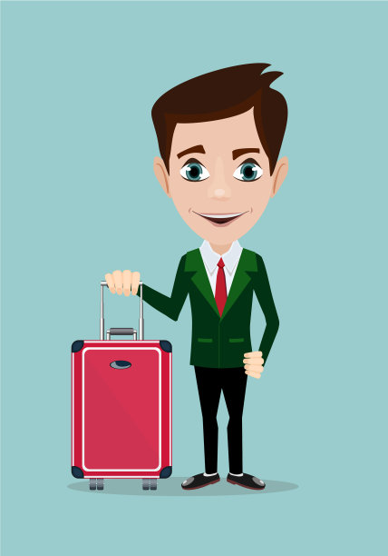 带着行李的快乐男人图片下载