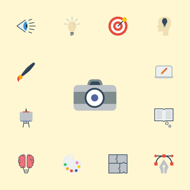 平面图标灯泡书写站立元素图片下载