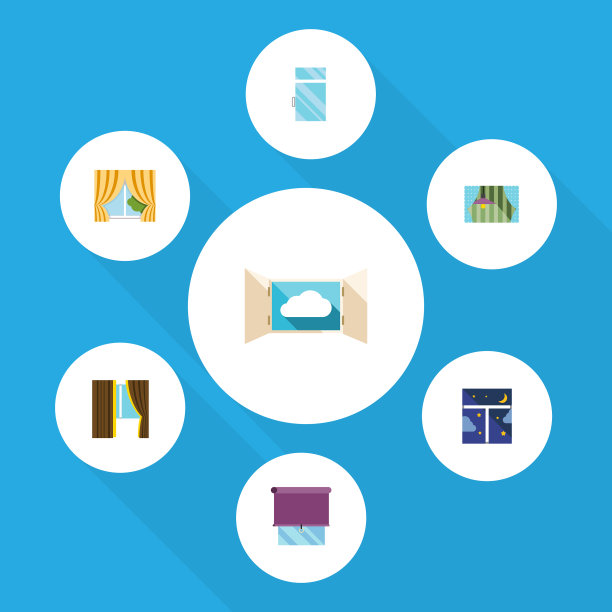 平面图标框架套窗帘玻璃和图片下载