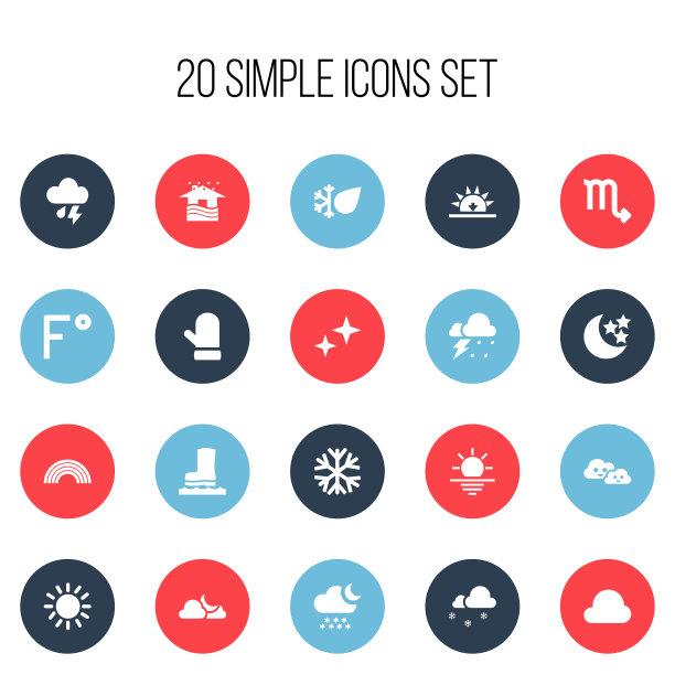 一组20可编辑的天气图标包括符号图片下载